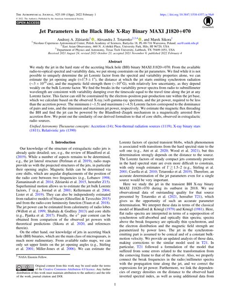 PDF Jet Parameters In The Black Hole X Ray Binary MAXI J1820 070