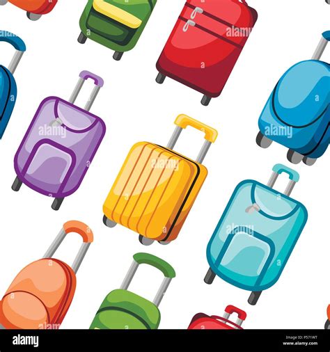 Seamless Pattern Collection Of Suitcase And Luggage Different