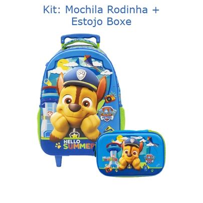 Mochila Xeryus Patrulha Canina Rodinha Polegada Kit Estojo Boxe