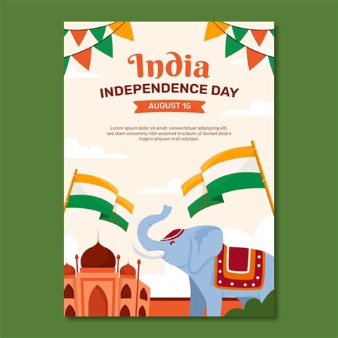 Free Vector Flat Vertical Poster Template For India Independence Day