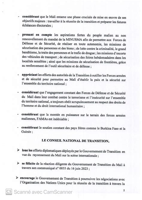 Ministère des Affaires étrangères du Mali on Twitter Déclaration