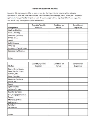 Free 10 Rental Inspection Checklist Samples Property House Safety