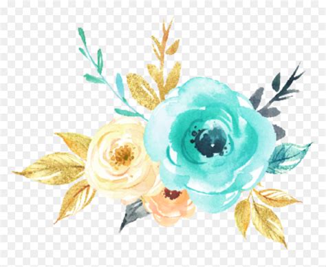 Teal Watercolor Flowers Png Transparent Png Vhv