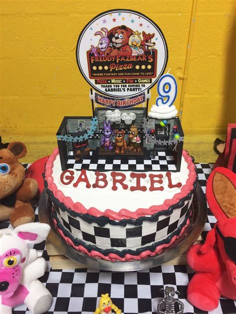 Fnaf Cake With Toy Stage Set Topper Fnaf Birthday Party Fnaf Cakes