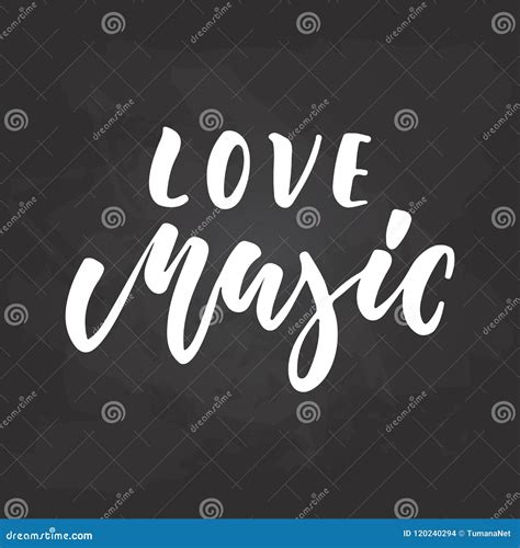 Love Music Hand Drawn Musical Lettering Phrase Isolated On The Black