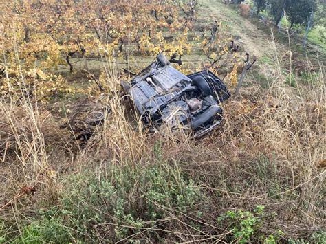 Manisa da yağmur nedeniyle kayganlaşan yolda üzüm bağına devrildi