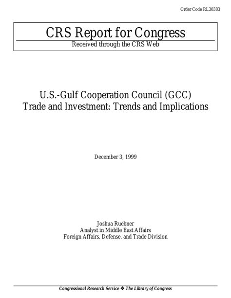 U S Gulf Cooperation Council GCC Trade And Investment Trends And