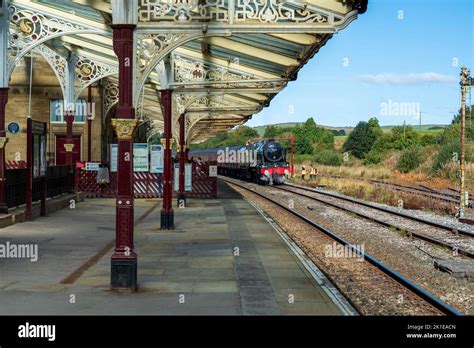 The LMS Royal Scot class 46115 Scots Guardsman at Hellifield station, Yorkshire Stock Photo - Alamy