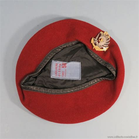 Beret Rouge Amarante Parachutistes Des Troupes De Marine Taille