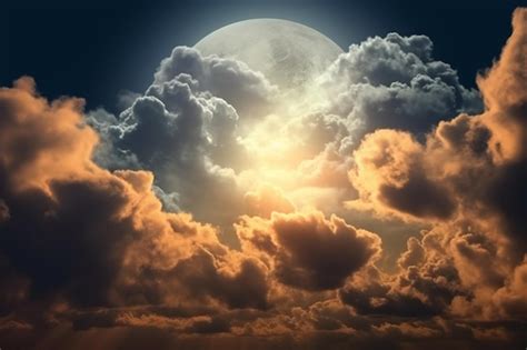 Premium Ai Image A Full Moon Is Seen Through Clouds