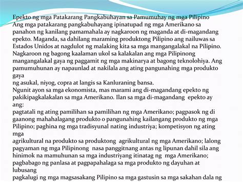 Mga Patakarang Pangkabuhayan Sa Panahon Ng Amerikano PPT