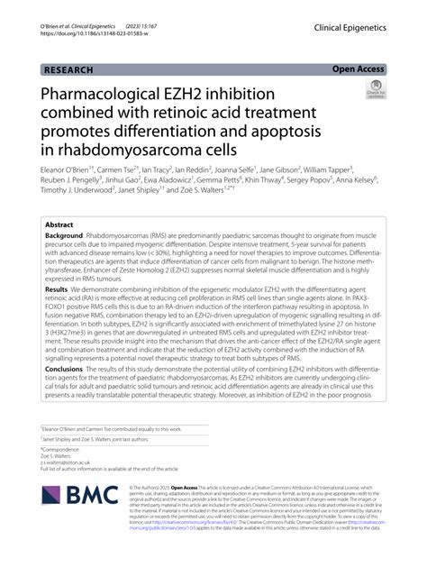 Pdf Pharmacological Ezh Inhibition Combined With Retinoic Acid