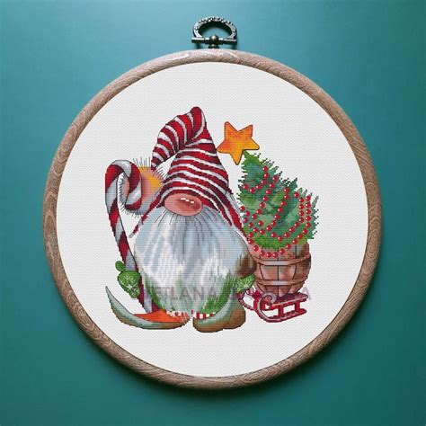 Gnome Cross Stitch Pattern Scandinavian Christmas Gnome Modern