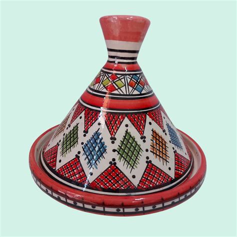 Handmade Red Tagine Hand Painted Tagine Pottery Kitchenware Serving