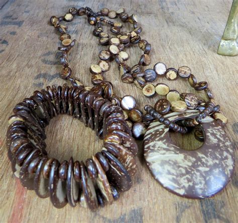 Coconut Shell Necklace Coconut Pendant Coconut Bead Etsy