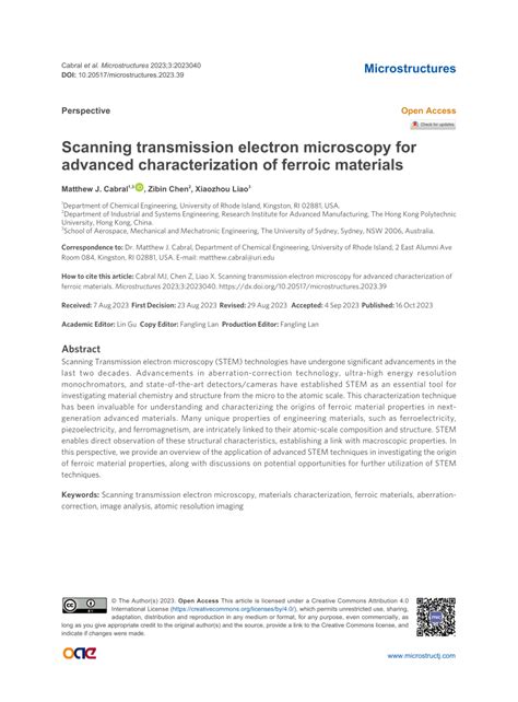 (PDF) Scanning transmission electron microscopy for advanced ... 