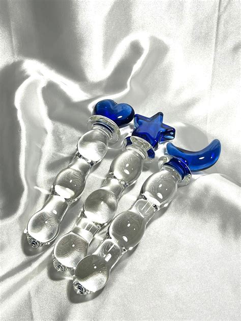 Large Crystal Glass Massage Wand Blue Glass Dildo Butt Etsy