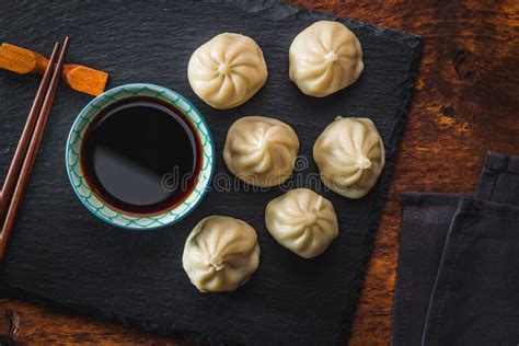 Xiaolongbao, Traditional Steamed Dumplings and Soy Sauce. Xiao Long Bao ...