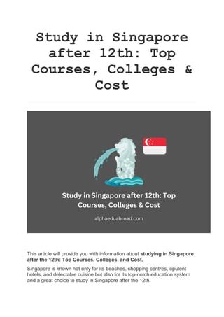 Study In Singapore After 12th Docx