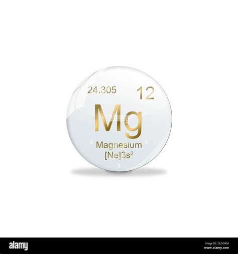 3d Illustration Magnesium Symbol Mg Element Of The Periodic Table On White Ball With Golden