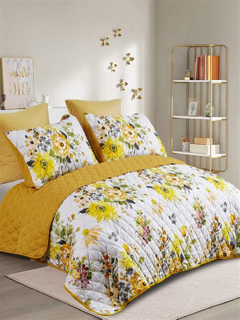 Flower print quilted bedspread set – Artofit