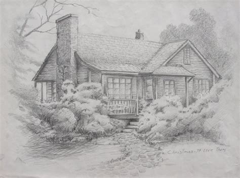 The Christmas Cottage Original Hand Sketch By Thomas Kinkade