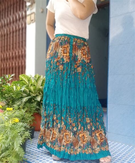 Long Skirt Gypsy Skirt Pattern Boho Sun Summer Flower Floral Etsy