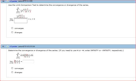 Solved Use The Limit Comparison Test To Determine The