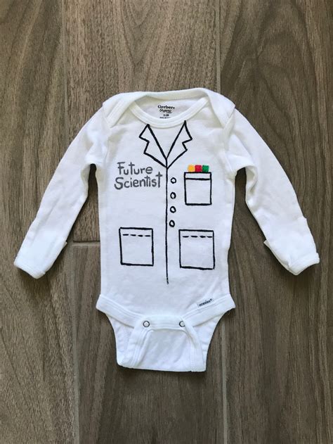 Future Scientist Lab Coat Onesie Handpainted Organic Cotton Baby