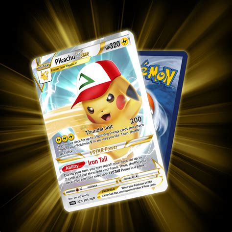 Ash S Pikachu Vstar Card Custom Made Etsy Australia