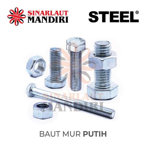 Jual Baut Mur Putih BMP Galvanized Plated Bolt Nut M20 X 100