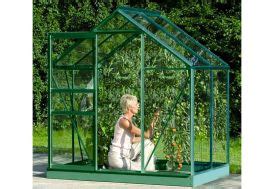 Serre de jardin adossée en verre Lams 1 3 m² Melissa alu naturel Lams