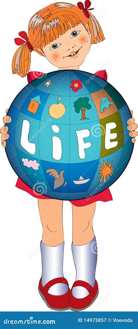 Illustration De Petite Fille Avec Le Globe Illustration Stock