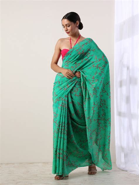 Green Crepe Saree Set Of 2 By Label Nitika Now Available At Trendroots