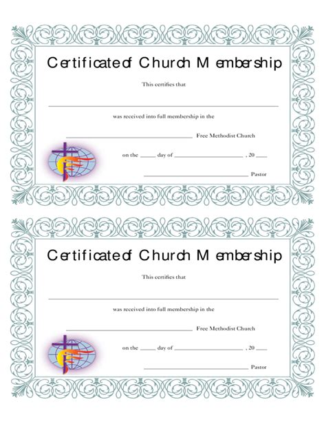 Church Membership Certificate Free Download