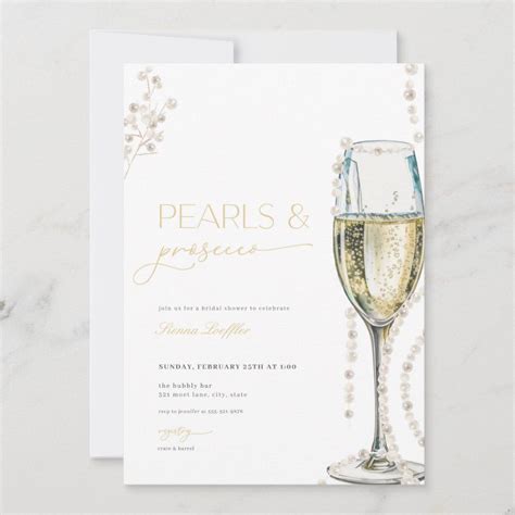 Pearls And Prosecco Bridal Shower Invitation Zazzle In Bridal