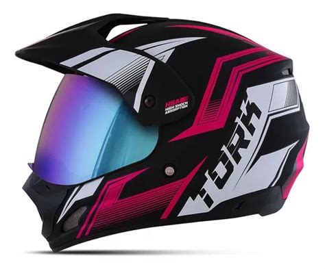 Capacete Feminino Motard Cross Trilha Viseira Camale O Cor Rosa