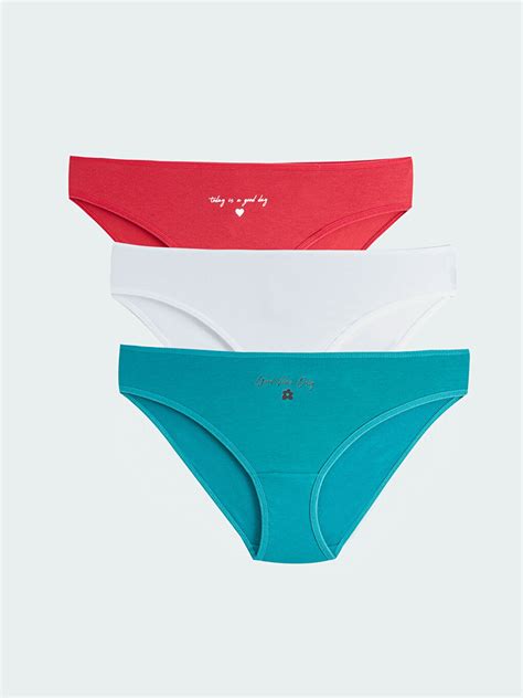 KIRMIZI Baskılı Bikini Külot 3 lü Paket W39087Z8 HQR LCW