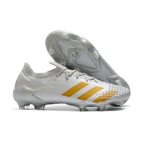 Chaussure Adidas Predator Mutator 20 1 Low Fg Blanc Or