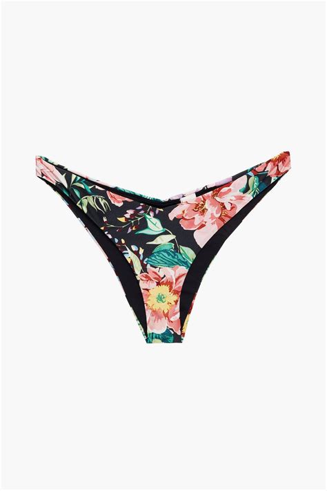 ZIMMERMANN Tief sitzendes Bikini Höschen mit floralem Print THE OUTNET