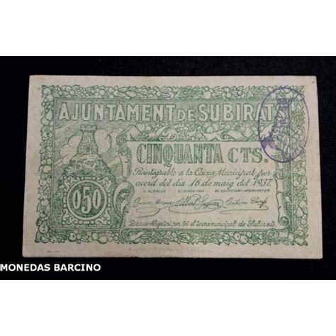 Subirats Centimos Barcelona Billete