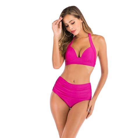 Moss Rose Ba Ador Bikini De Cintura Alta Para Mujer Con Estampado Bikin