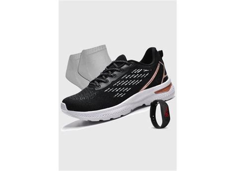 Tenis Feminino P Academia E Caminhada R Glow Rel Gio Meia Preto Nude Feminino Em