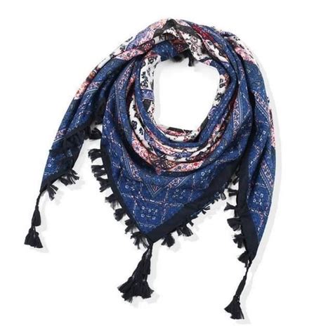 Echarpe Foulard Cheche Snood Grand Foulard Carr En Coton Pour Femme