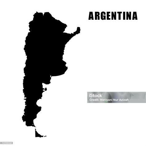 Vector Black Illustration Of Outline Map Of Argentina Stock