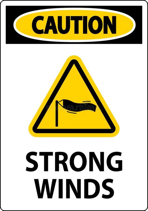 Water Safety Sign Caution Strong Winds Stock Illustration