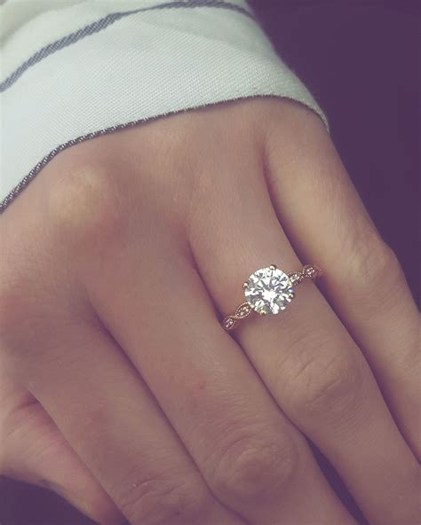 Stunning Rose Gold Diamond Engagement Ring With Dainty Detailed Diamond