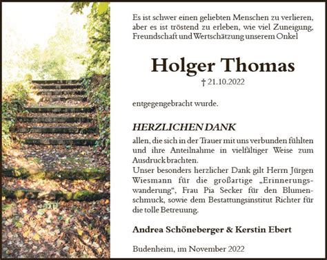 Traueranzeigen Von Holger Thomas Vrm Trauer De