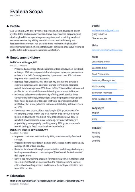 Walmart Deli Clerk Resume Examples | ResumeCat