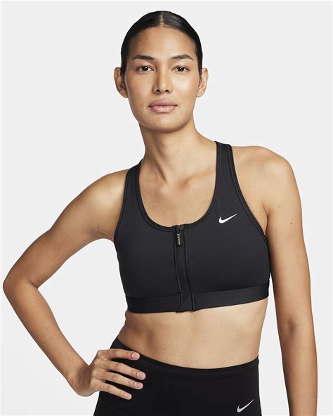 Nike Swoosh Front Zip Womens Medium Support Padded Sports Bra Nike Bg